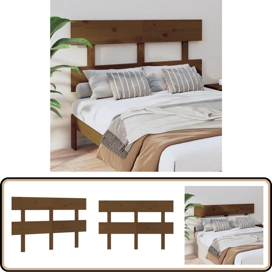 VidaXL Hoofdbord 138x3x81 cm Massief Grenenhout Houten Hoofdbord Hoofdeinde Beddecoratie Kamer Decoreren Bruine Meubels Vintage Stijl Landelijke Woonstijl Hout Meubel