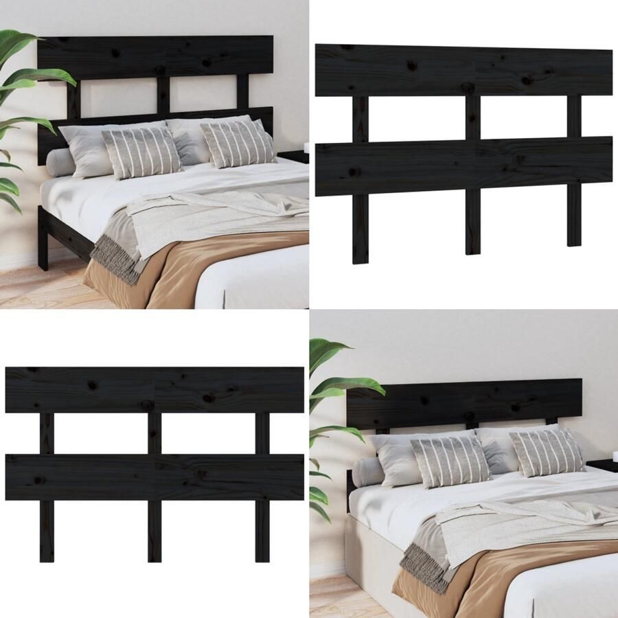 VidaXL Hoofdbord 138x3x81 cm massief grenenhout zwart Hoofdbord Hoofdborden Hoofdeinde Houten Hoofdbord