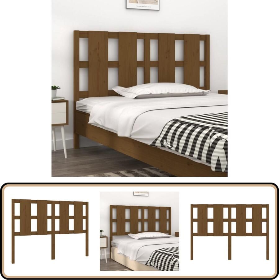 VidaXL Hoofdbord 140 5x100 cm honingbruin hout Houten Hoofdeinde Hoofdbord Hoofddekens Bedroom Decor Slaapkamer Accessoires Rustic Furniture Wooden Headboard