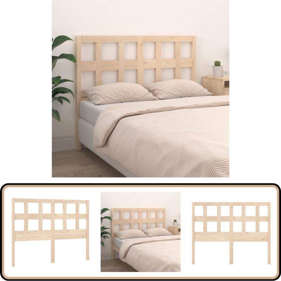 VidaXL Hoofdbord 140 5x4x100 cm Massief Grenenhout Hoofdbord Houten Hoofdbord Grenenhout Hoofdbord Beddecoratie Slaapkamer Decoratie Rustic Interieur Comfortabel Hoofdbord
