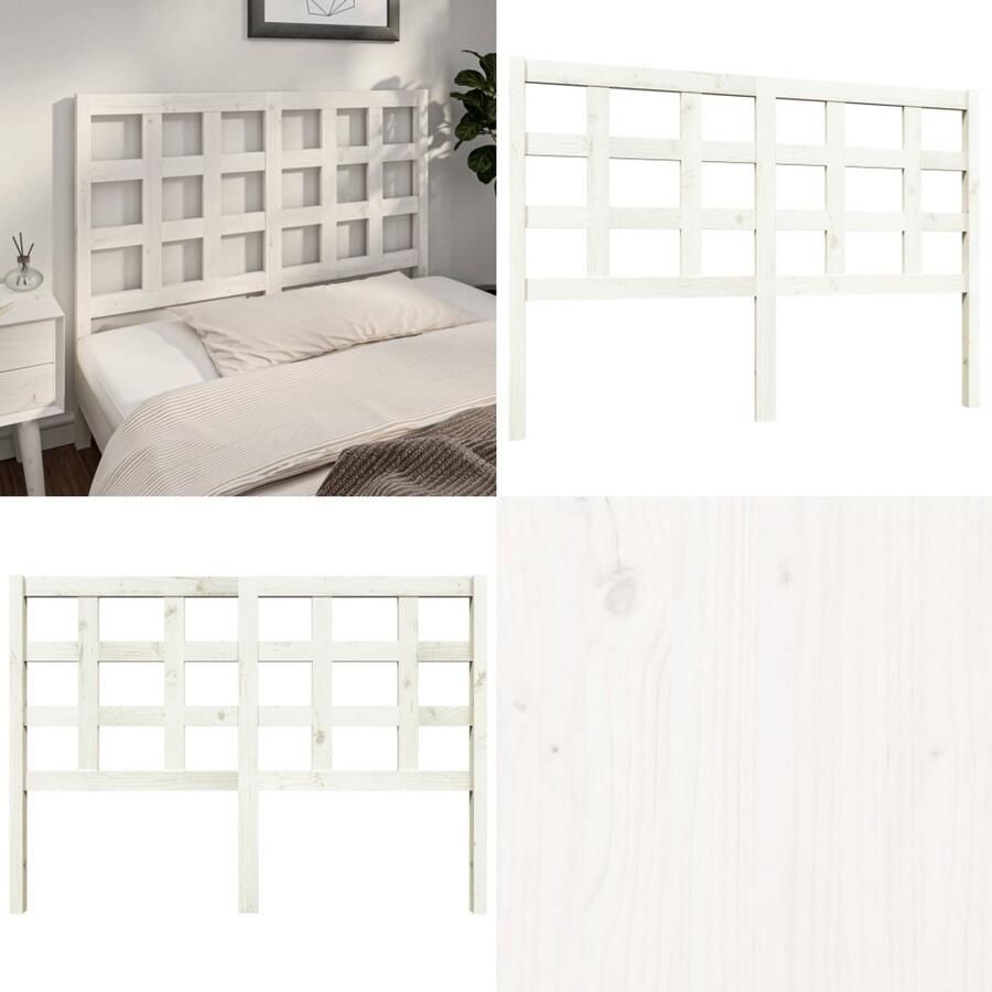 VidaXL Hoofdbord 140 5x4x100 cm massief grenenhout wit Hoofdbord Hoofdborden Hoofdeinde Houten Hoofdbord