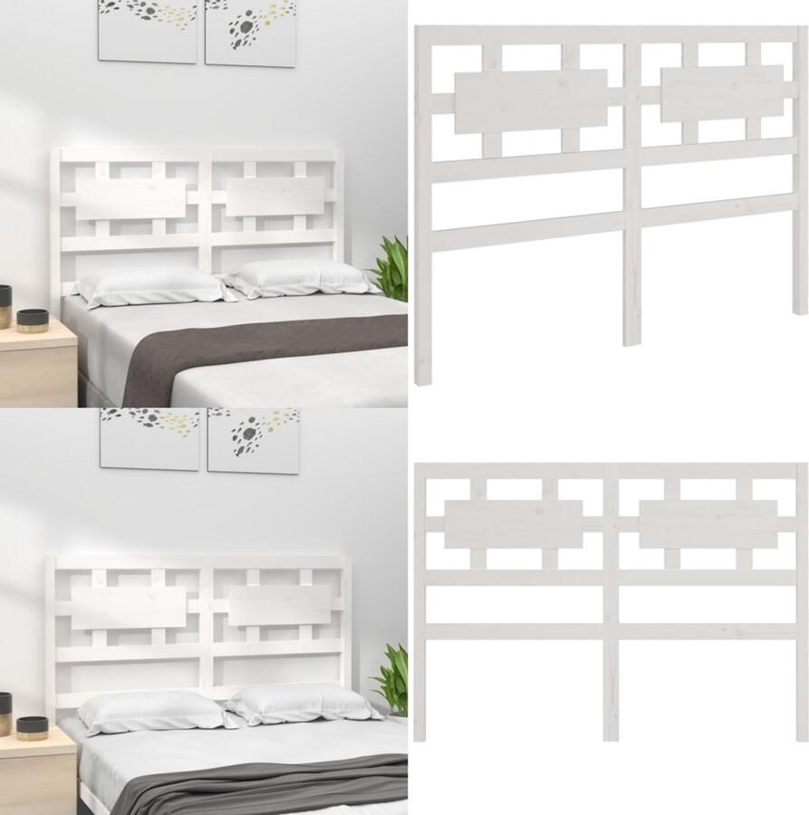 VidaXL Hoofdbord 140 5x4x100 cm massief grenenhout wit Hoofdbord Hoofdborden Hoofdeinde Houten Hoofdbord