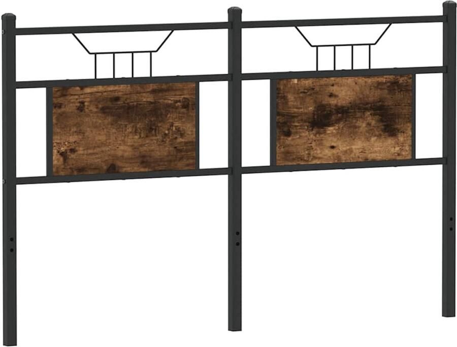 VidaXL Hoofdbord 140 cm bewerkt hout en staal gerookt eikenkleurig - Foto 2