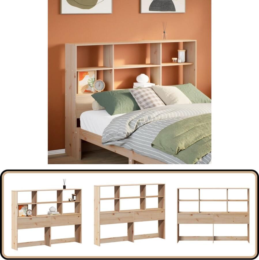 VidaXL Hoofdbord 140 cm Grenenhout Met opbergruimte Hoofdbord Hoofdborden Bed Hoofdbord Bedhoofdbord