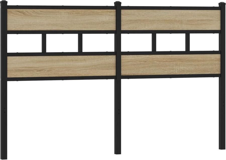 VidaXL Hoofdbord 140 cm ijzer en bewerkt hout sonoma eikenkleurig