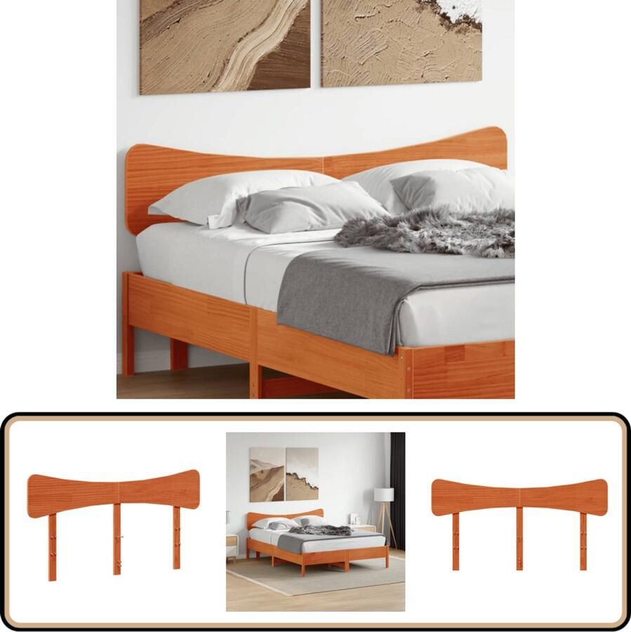 VidaXL Hoofdbord 140 cm Massief Grenenhout Wasbruin Hoofd Bord Beddecoratie Hoofdbord Hout Grenenhout Massief Hout