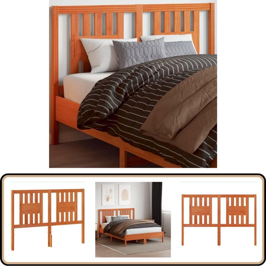 VidaXL Hoofdbord 140 cm Massief Grenenhout Wasbruin Hoofd Bord Hoofdborden Grenenhout Bruine Meubels Vintage Stijl