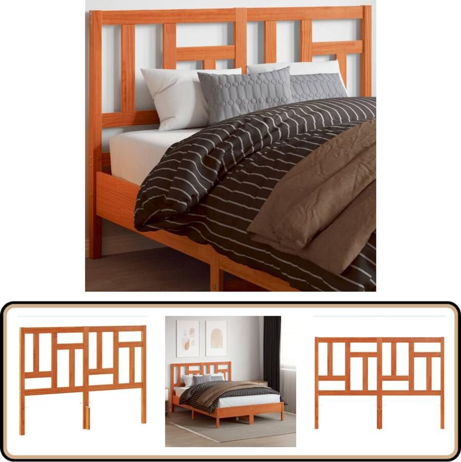 VidaXL Hoofdbord 140 cm Massief Grenenhout Wasbruin Hoofd Bord Houten Hoofdbord Hoofsteun Beddecoratie Slaapkamer Meubilair