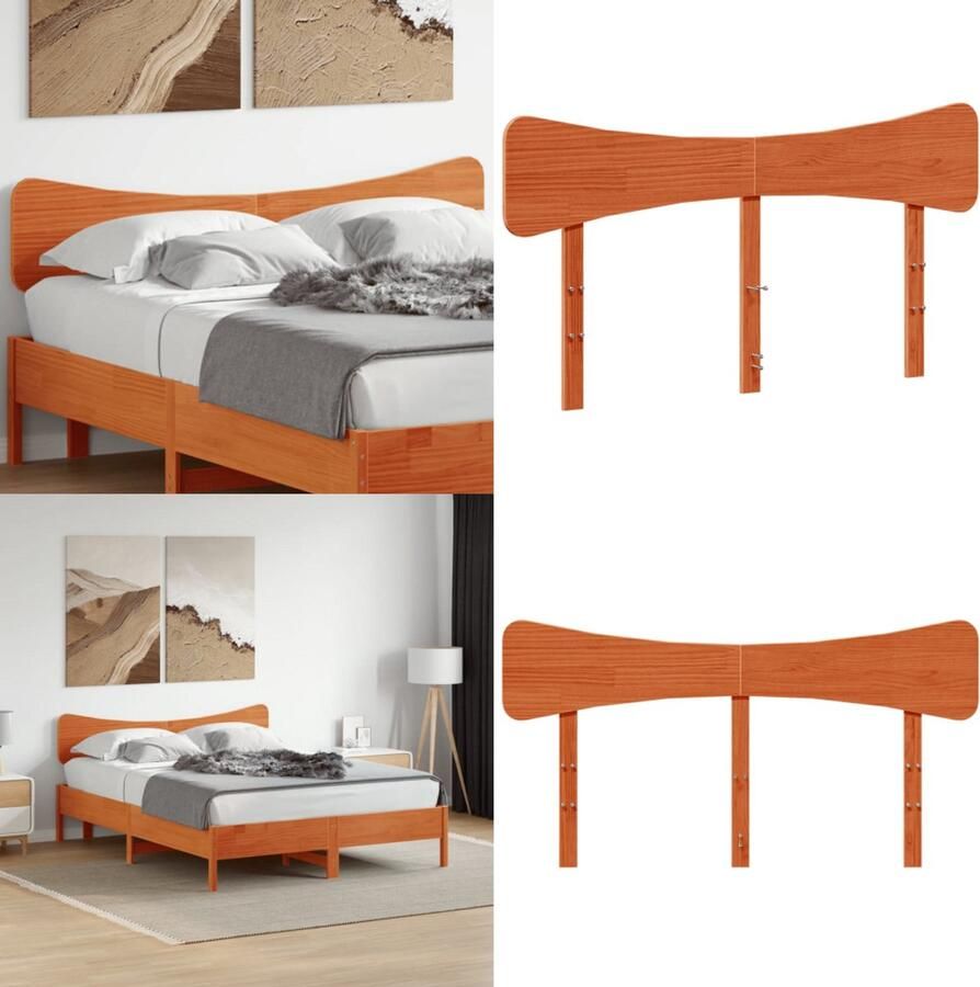 VidaXL Hoofdbord 140 cm massief grenenhout wasbruin Hoofdbord Hoofdborden Bed Hoofdbord Bedhoofdbord