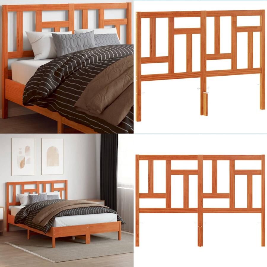 VidaXL Hoofdbord 140 cm massief grenenhout wasbruin Hoofdbord Hoofdborden Bed Hoofdbord Bedhoofdbord
