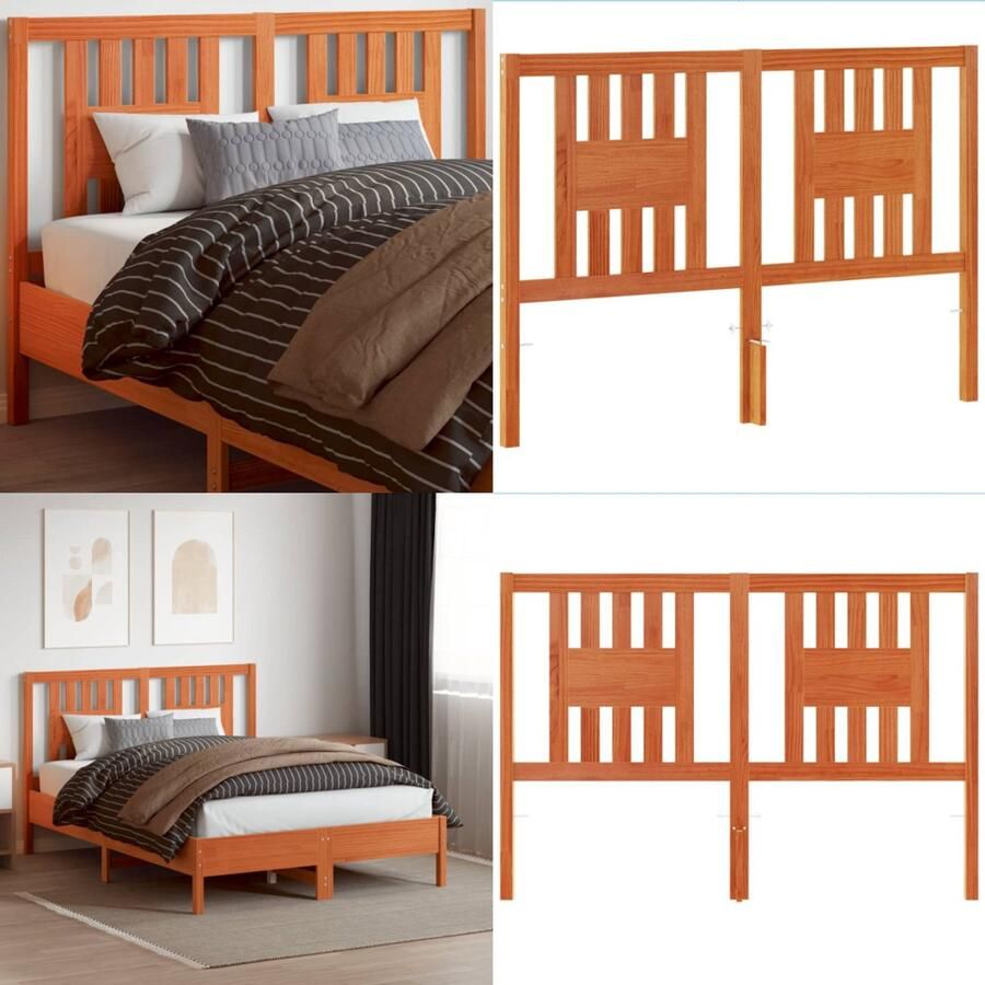 VidaXL Hoofdbord 140 cm massief grenenhout wasbruin Hoofdbord Hoofdborden Bed Hoofdbord Bedhoofdbord