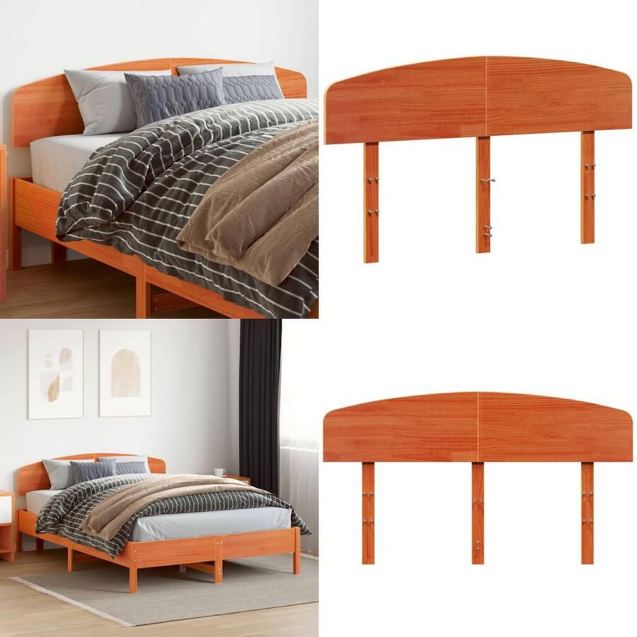 VidaXL Hoofdbord 140 cm massief grenenhout wasbruin Hoofdbord Hoofdborden Bed Hoofdbord Bedhoofdbord - Foto 2