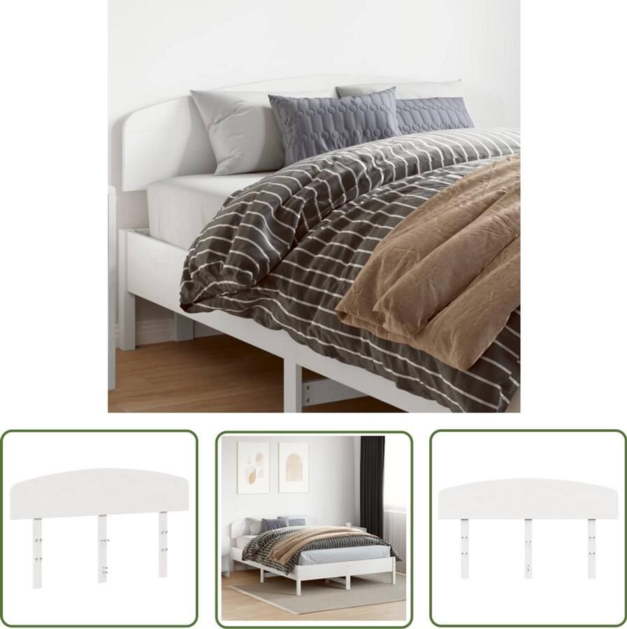 VidaXL Hoofdbord 140 cm Massief Grenenhout Wit Hoofd Bord Beddecoratie Hoofdbord Grenenhout Witte Hoofdbord Massief Hout Hoofdbord