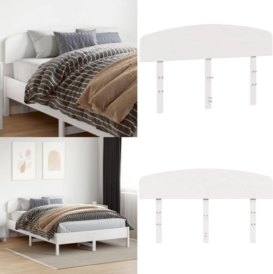 VidaXL Hoofdbord 140 cm massief grenenhout wit Hoofdbord Hoofdborden Bed Hoofdbord Bedhoofdbord