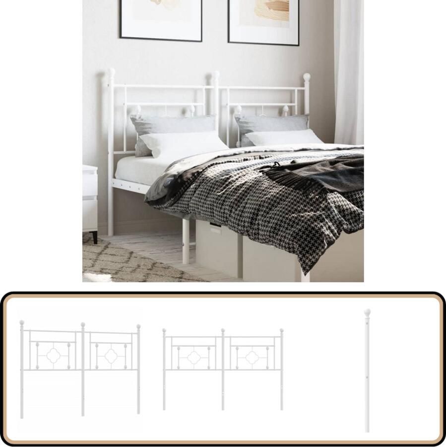 VidaXL Hoofdbord 140 cm metaal wit Hoofd Bord Hoofdeinde Beddecoratie Staal Hoofdbord Wit Hoofdbord 140 Cm Metalen Hoofdbord Moderne Hoofdbord Klassiek Hoofdbord