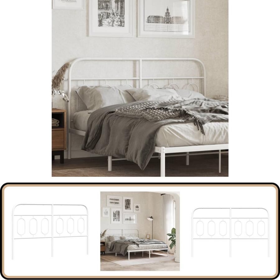 VidaXL Hoofdbord 140 cm metaal wit Hoofdbord Hoofdbekleding Beddecoratie Staal Wit Metalen Hoofdbord Tweepersoonsbed 140 Cm Slaapkamerinrichting Luxe Beddengoed Comfort