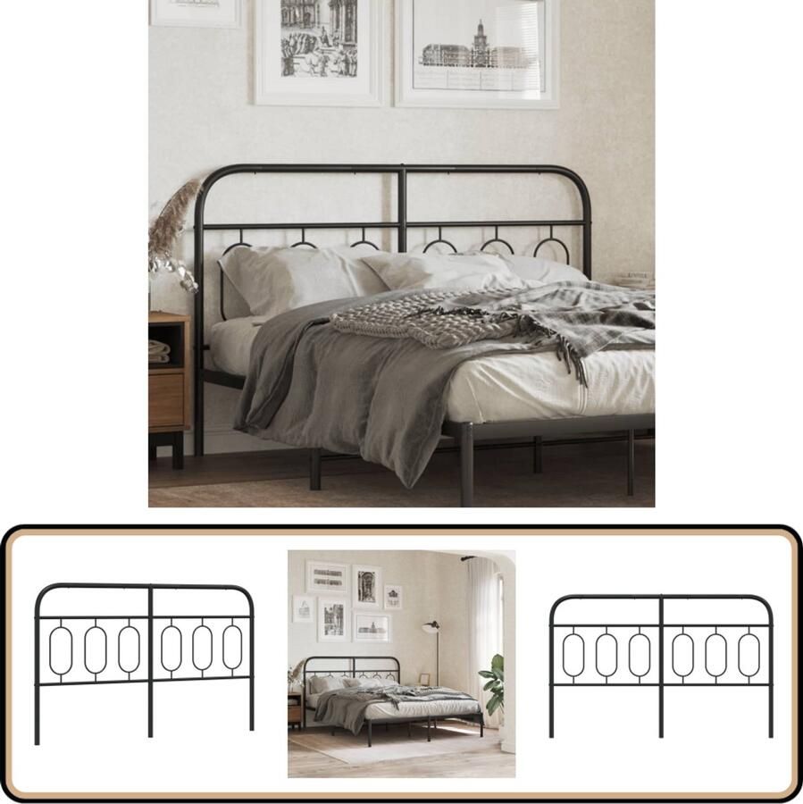 VidaXL Hoofdbord 140 cm metaal zwart Hoofdbord Bedhoofd Hoofdbekleding Staal Hoofdbord Zwart Hoofdbord 140 Cm Tweepersoons Hoofdbord Modern Hoofdbord Minimalistisch Hoofdbord