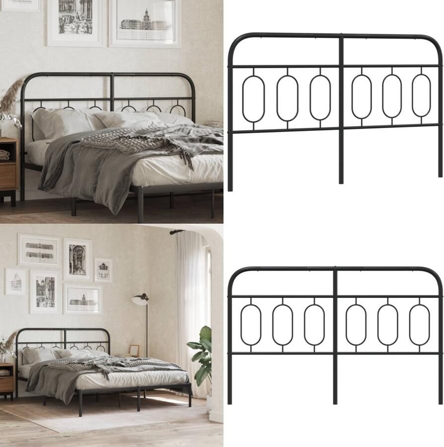 VidaXL Hoofdbord 140 cm metaal zwart Hoofdbord Hoofdborden Hoofdeinde Metalen Hoofdbord - Foto 2