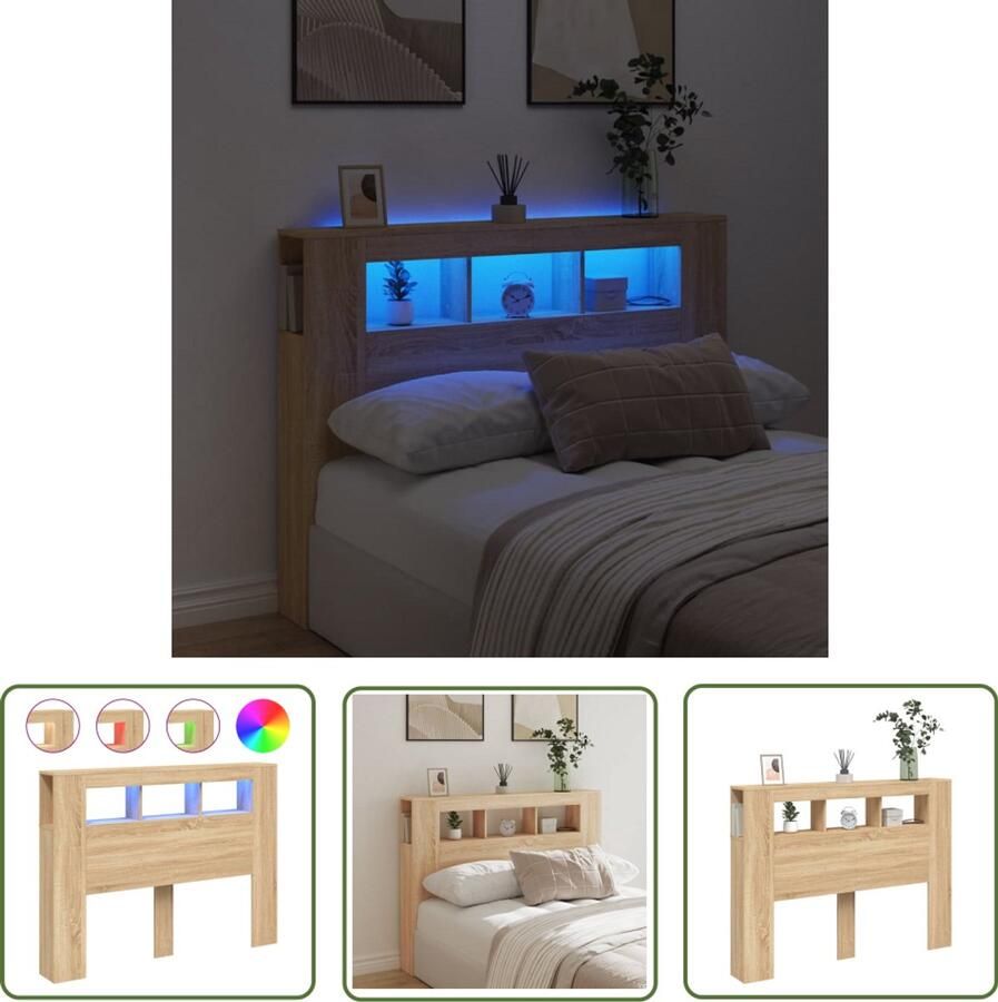 VidaXL Hoofdbord 140 cm Sonoma Eiken Hout Hoofd Bord Led Verlichting Bedroom Furniture Houten Hoofdbord Sonoma Eiken Rgb Licht