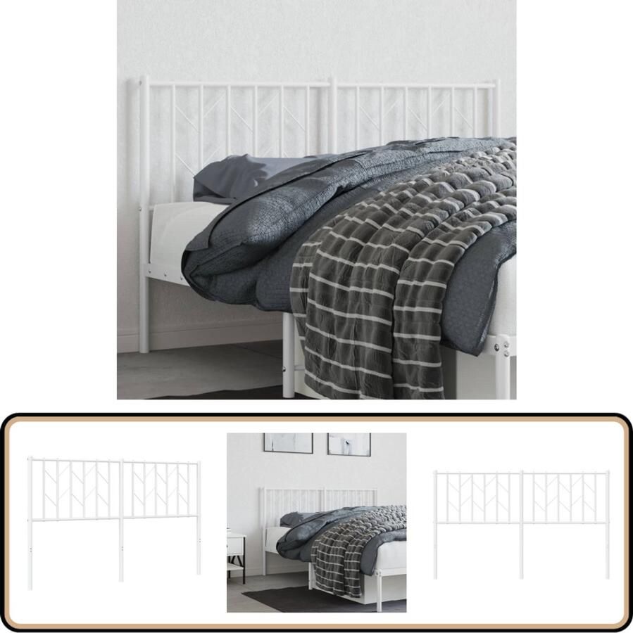 VidaXL Hoofdbord 140 cm Wit Staal Modern Hoofd Bord Hoofdeinde Beddecoratie Staal Wit