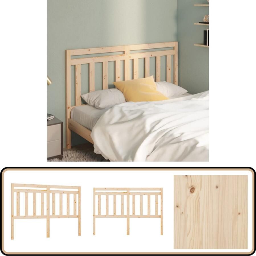 VidaXL Hoofdbord 140x100 cm Massief Grenenhout Houten Hoofdbord Hoofdeinde Klassieke Stijl Grenenhout Bruine Kleur