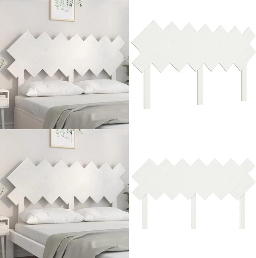 VidaXL Hoofdbord 141x3x80 5 cm massief grenenhout wit Hoofdbord Hoofdborden Hoofdeinde Houten Hoofdbord