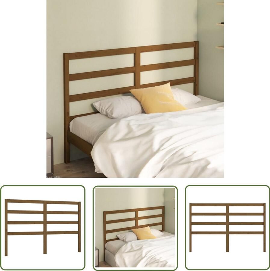 VidaXL Hoofdbord 141x4x100 cm Grenenhout Honingbruin Houten Hoofdbord Hoofdeinde Klassieke Stijl Hoofd Bord Kamer Decoratie Bruine Meubels Massief Hout Slaapkamervloerisolator