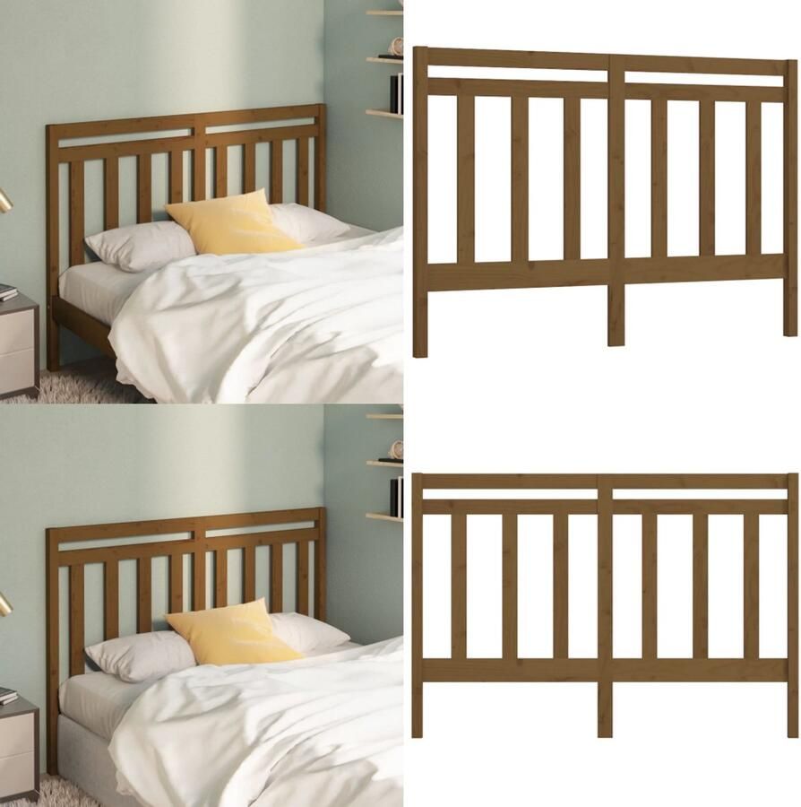 VidaXL Hoofdbord 141x4x100 cm massief grenenhout honingbruin Hoofdbord Hoofdborden Hoofdeinde Houten Hoofdbord - Foto 3