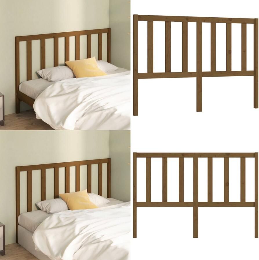 VidaXL Hoofdbord 141x4x100 cm massief grenenhout honingbruin Hoofdbord Hoofdborden Hoofdeinde Houten Hoofdbord