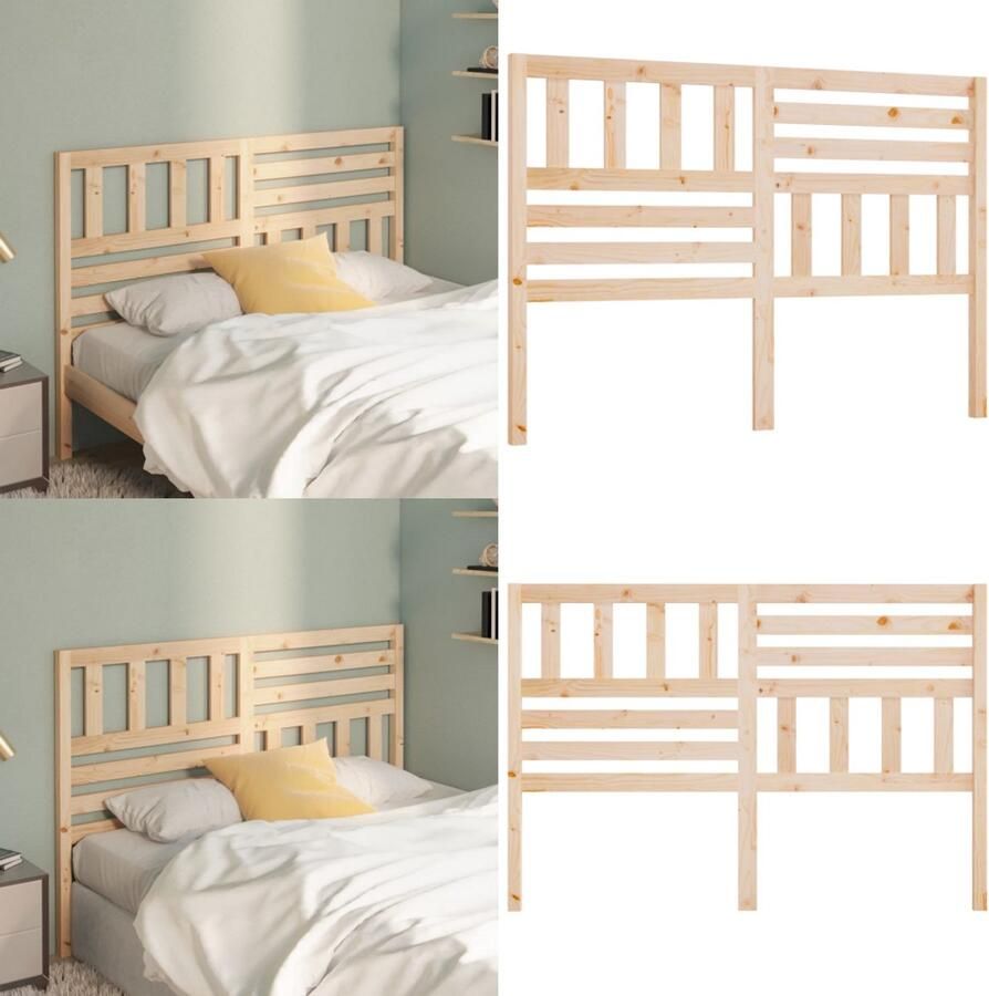 The Living Store Houten Hoofdeinde Grenenhout 141 x 4 x 100 cm Rustiek design Hoofdboard Houten Hoofdbord Hoofdeinde Rustic Interieur Beddecoratie - Foto 3