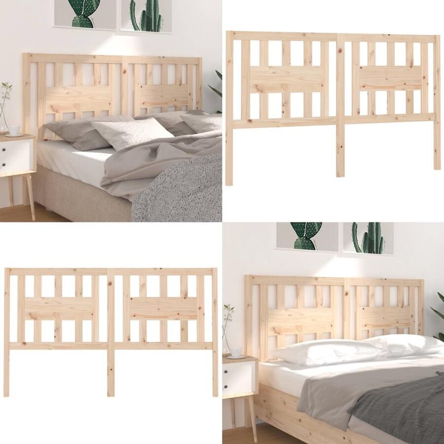 The Living Store Houten Hoofdeinde Grenenhout 141 x 4 x 100 cm Rustiek design Hoofdboard Houten Hoofdbord Hoofdeinde Rustic Interieur Beddecoratie - Foto 2