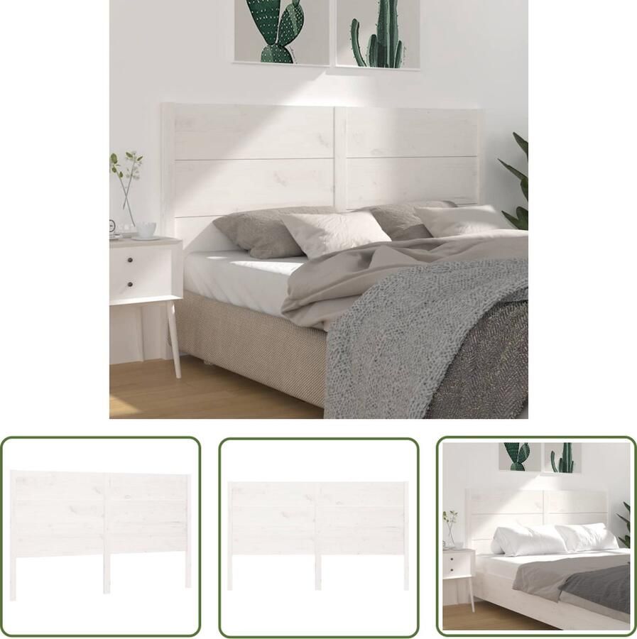 The Living Store Houten Hoofdbord Wit 141 x 4 x 100 cm Massief Grenenhout Hoofdboard Houten Hoofdbord Beddecoratie Hoofddekking Bedroom Decor