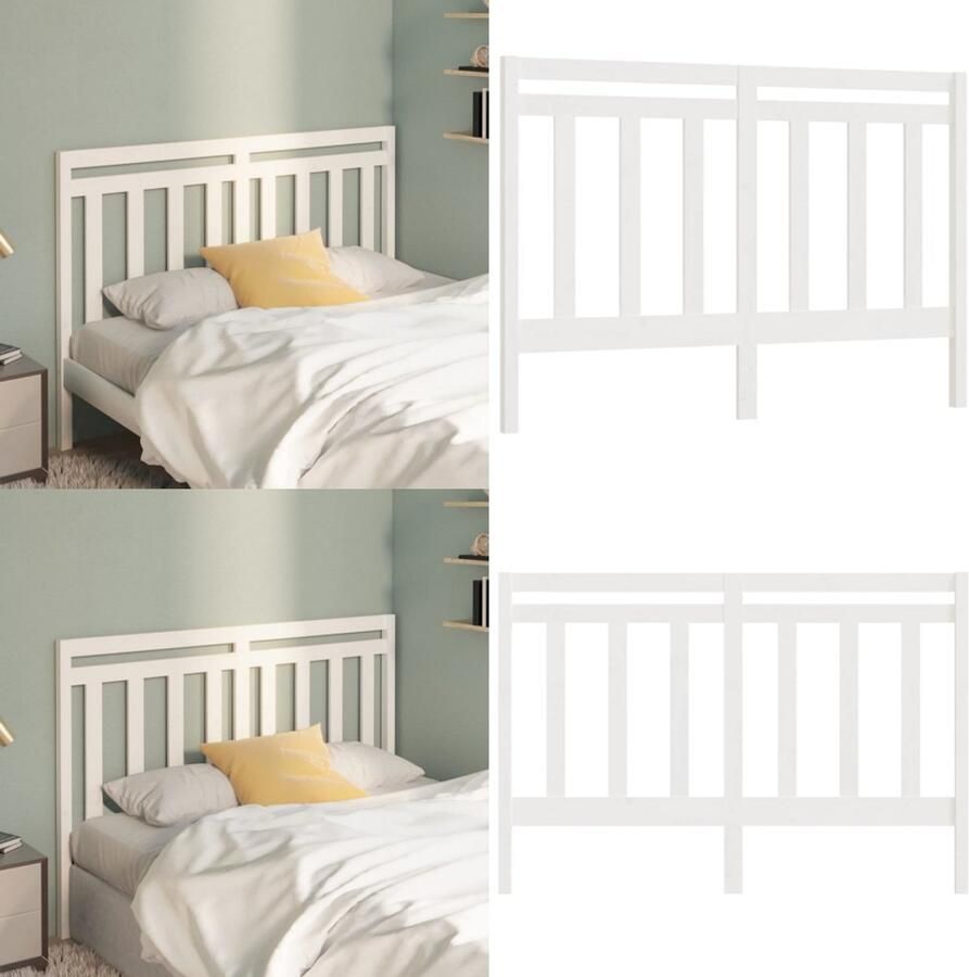 VidaXL Hoofdbord 141x4x100 cm massief grenenhout wit Hoofdbord Hoofdborden Hoofdeinde Houten Hoofdbord