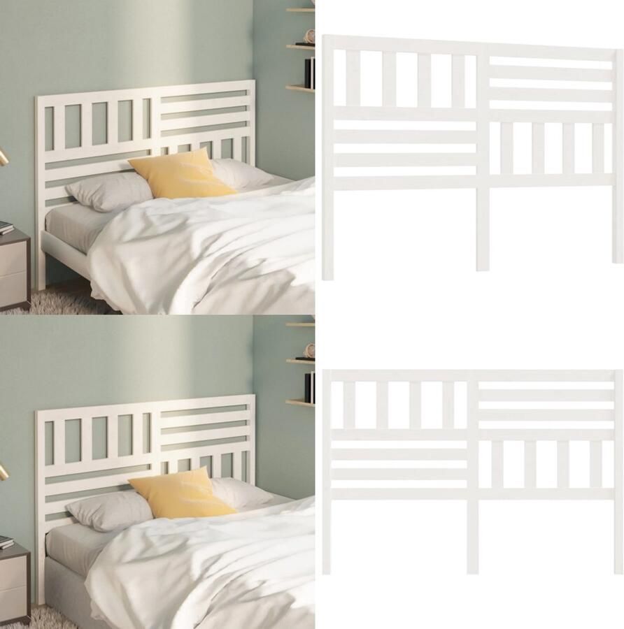 VidaXL Hoofdbord 141x4x100 cm massief grenenhout wit Hoofdbord Hoofdborden Hoofdeinde Houten Hoofdbord