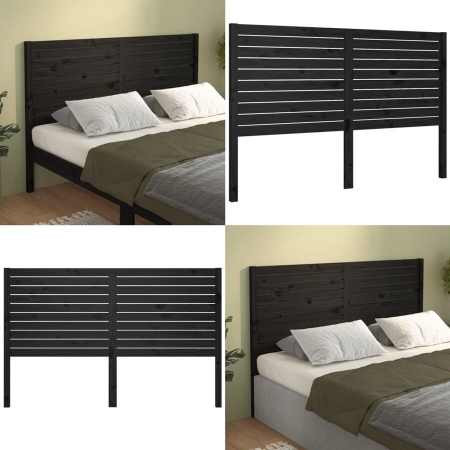 VidaXL Hoofdbord 141x4x100 cm massief grenenhout zwart Hoofdbord Hoofdborden Hoofdeinde Houten Hoofdbord