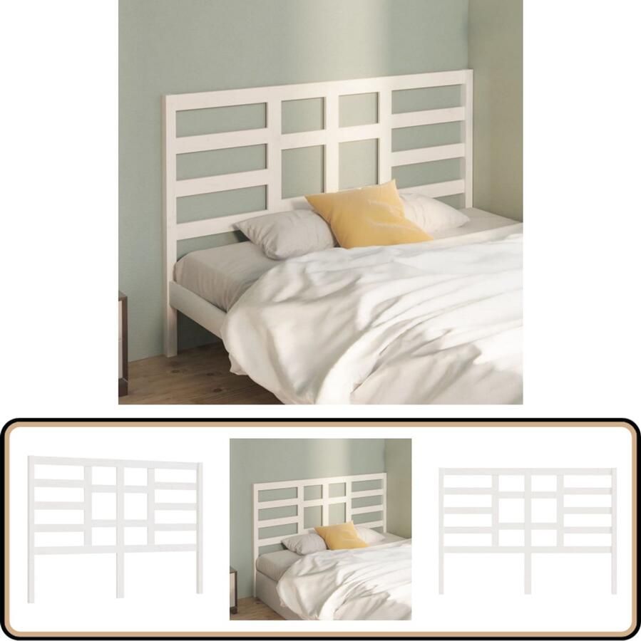 VidaXL Hoofdbord 141x4x104 cm Grenenhout Wit Houten Hoofdbord Hoofdeinde Klassieke Stijl Wit Hoofdbord Grenenhout Hoofdbord Beddecoratie Slaapkamervloerisolator