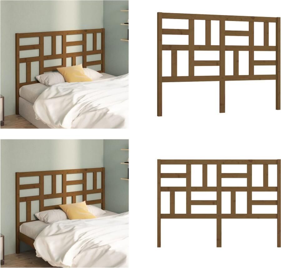 VidaXL Hoofdbord 141x4x104 cm massief grenenhout honingbruin Hoofdbord Hoofdborden Hoofdeinde Houten Hoofdbord - Foto 2