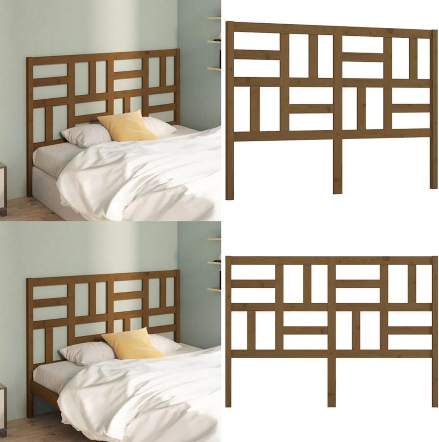 VidaXL Hoofdbord 141x4x104 cm massief grenenhout honingbruin Hoofdbord Hoofdborden Hoofdeinde Houten Hoofdbord