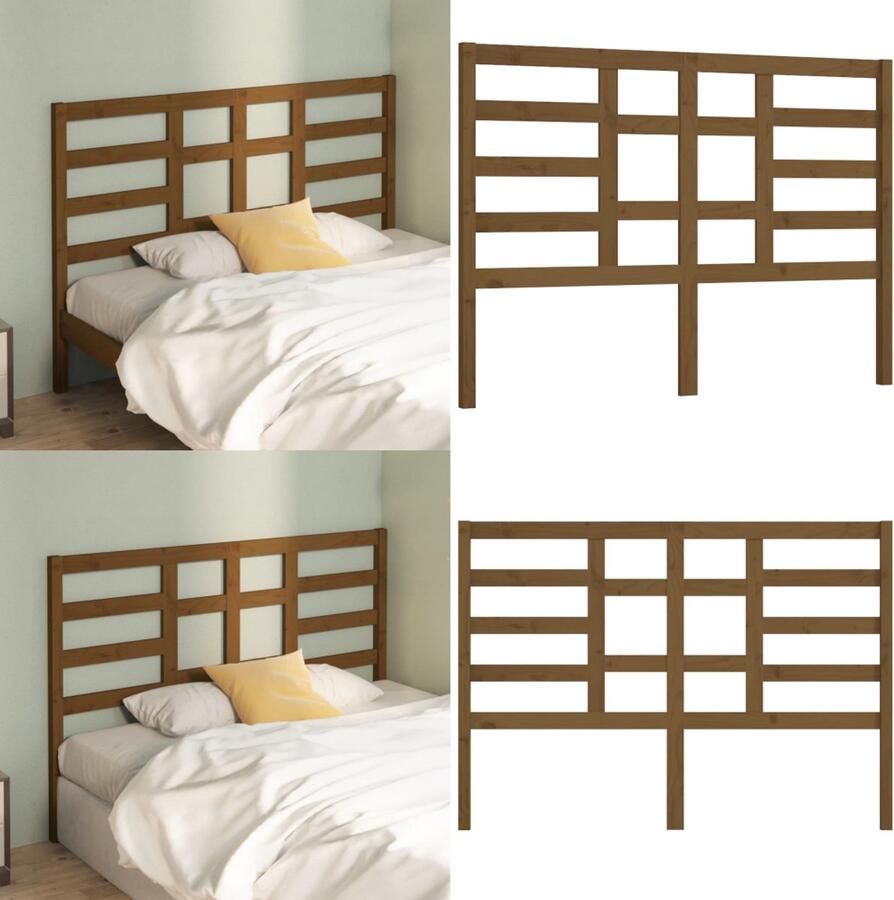 VidaXL Hoofdbord 141x4x104 cm massief grenenhout honingbruin Hoofdbord Hoofdborden Hoofdeinde Houten Hoofdbord