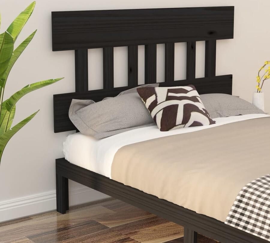VidaXL Hoofdbord 143 5x81 cm Massief Grenen Zwart Houten Hoofdbord Hoofdeinde Voor Bed Zwarte Hoofdbord Landelijke Stijl Hoofdbord Rustic Headboard - Foto 2