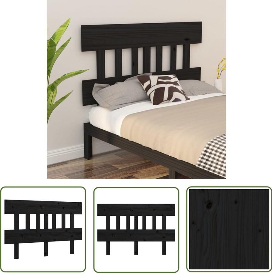 VidaXL Hoofdbord 143 5x81 cm Massief Grenen Zwart Houten Hoofdbord Hoofdeinde Voor Bed Zwarte Hoofdbord Landelijke Stijl Hoofdbord Rustic Headboard