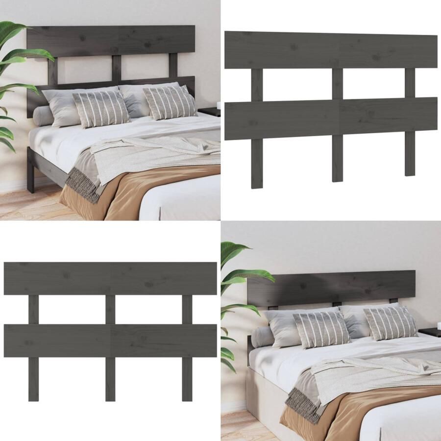 VidaXL Hoofdbord 144x3x81 cm massief grenenhout grijs Hoofdbord Hoofdborden Hoofdeinde Houten Hoofdbord