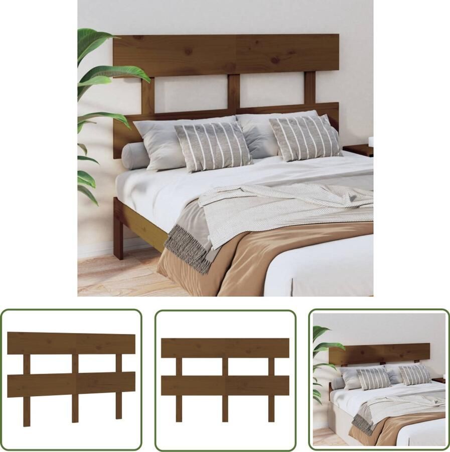 VidaXL Hoofdbord 144x3x81 cm Massief Grenenhout Houten Hoofdbord Hoofddekens Beddecoratie Slaapkamers Massief Hout Grenenhout Honingbruin Vintage Stijl Klassieke Meubels