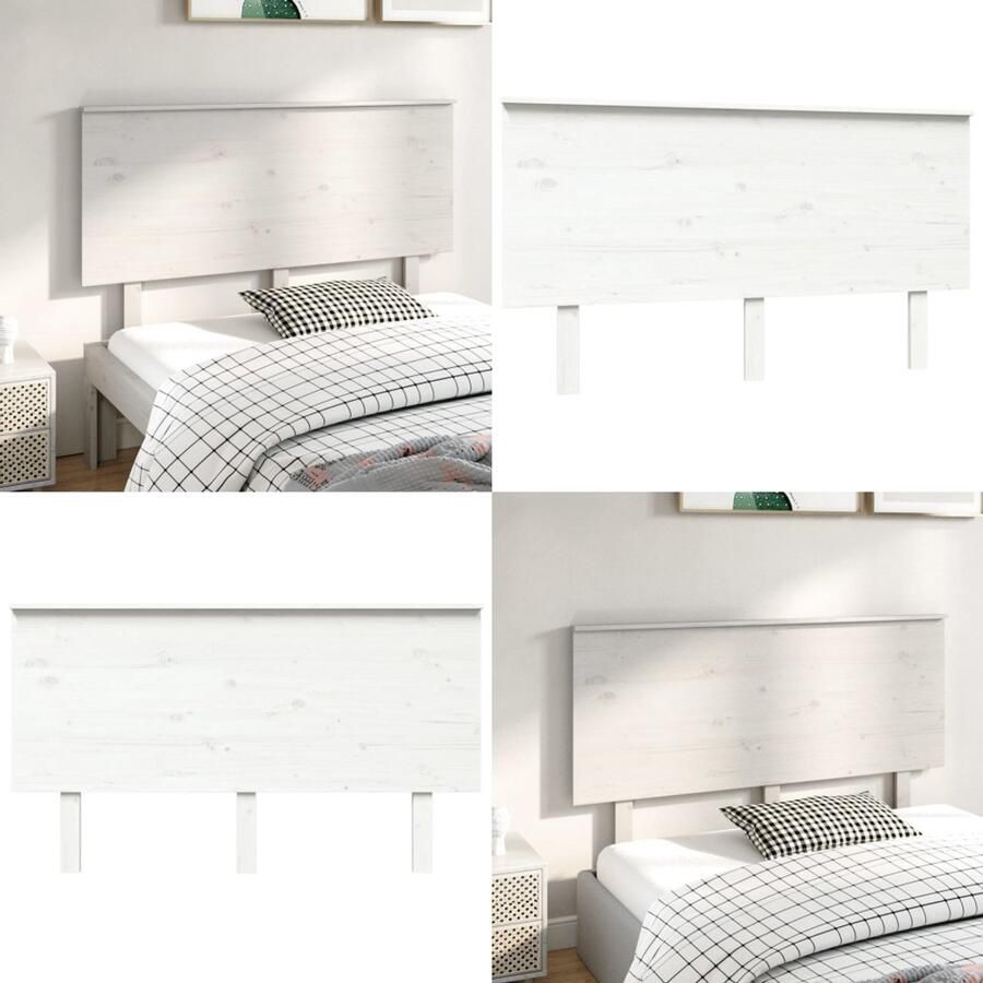 VidaXL Hoofdbord 144x6x82 5 cm massief grenenhout wit Hoofdbord Hoofdborden Hoofdeinde Houten Hoofdbord
