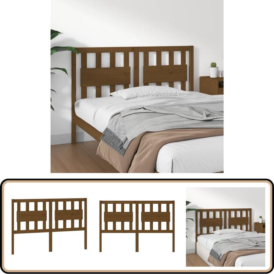 VidaXL Hoofdbord 145 5x100 cm Massief Grenen Honingbruin Hoofdboard Hoofdenbord Houten Hoofdbord Grenenhouten Hoofdbord Rustic Headboard Vintage Headboard Bedroom Decor Slaapkamerdecor