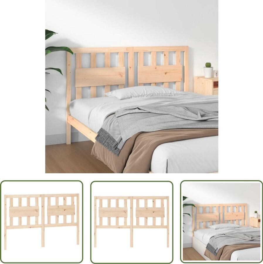 VidaXL Hoofdbord 145 5x100 cm Massief Grenenhout Hoofdboard Beddecoratie Houten Hoofdbord Rustic Interieur Landelijke Stijl Grenenhout Hoofdenbord