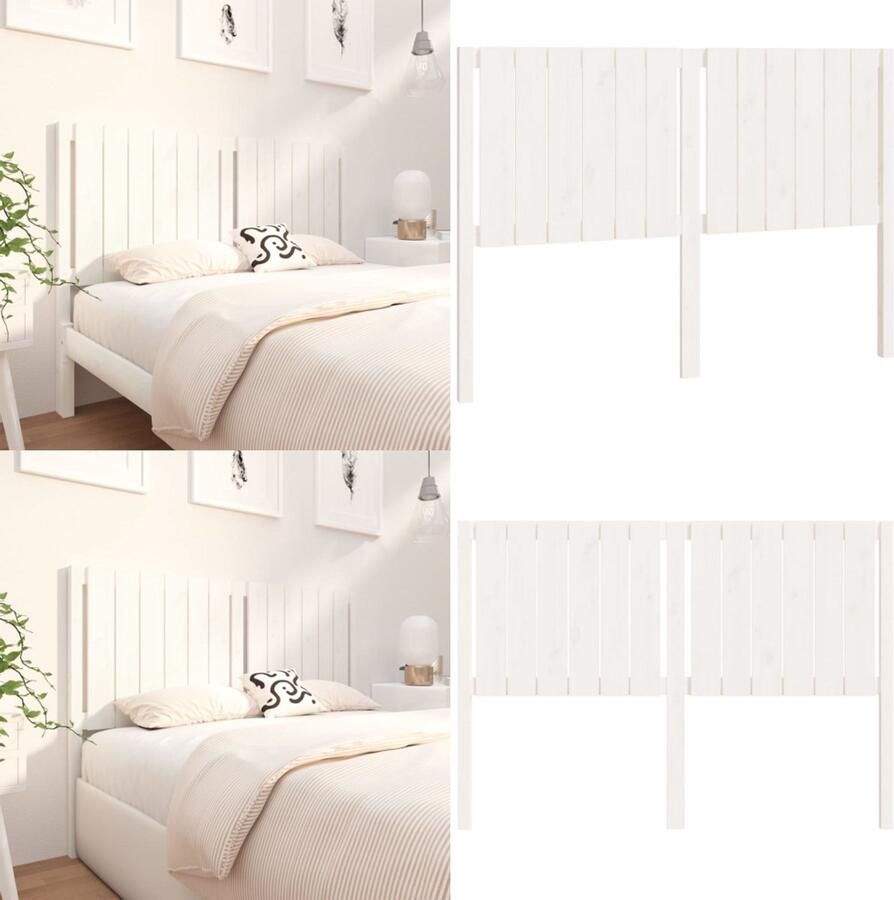 The Living Store Houten Hoofdeinde Rustieke Charme 145.5 x 4 x 100 cm Wit Houten Hoofdbord Hoofdeinde Beddecoratie Rustic Interieur Landelijk Meubilair - Foto 4