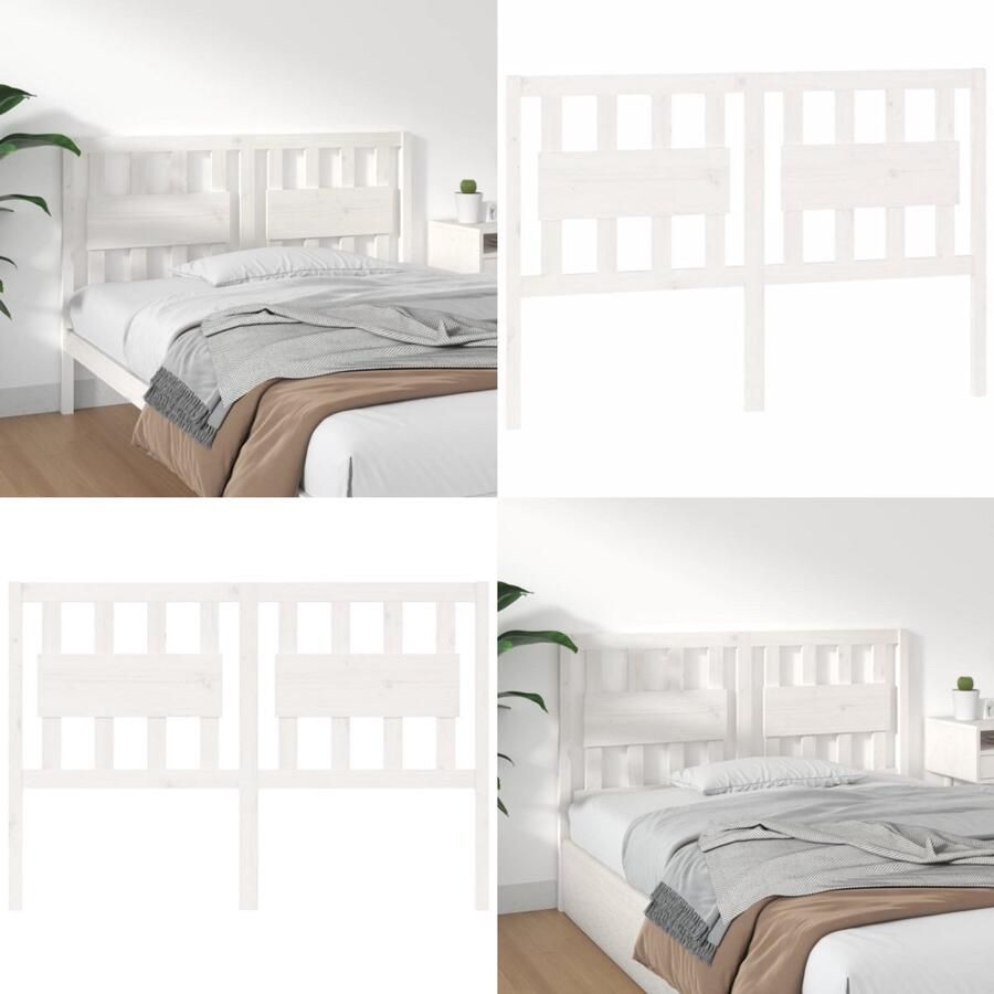 The Living Store Houten Hoofdeinde Rustieke Charme 145.5 x 4 x 100 cm Wit Houten Hoofdbord Hoofdeinde Beddecoratie Rustic Interieur Landelijk Meubilair - Foto 2