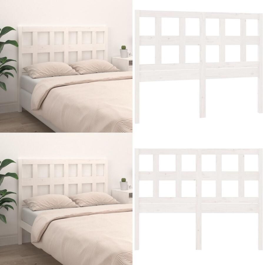 VidaXL Hoofdbord 145 5x4x100 cm massief grenenhout wit Hoofdbord Hoofdborden Hoofdeinde Houten Hoofdbord