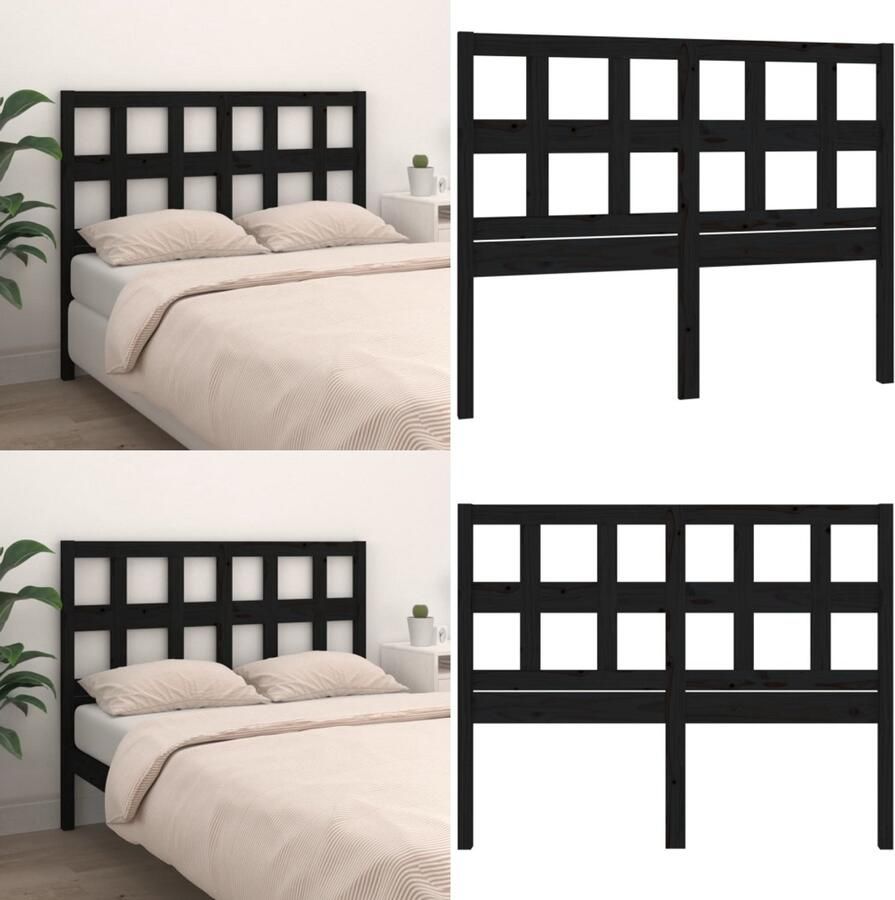 VidaXL Hoofdbord 145-5x4x100 cm massief grenenhout zwart Hoofdbord Hoofdborden Hoofdeinde Houten Hoofdbord - Foto 2